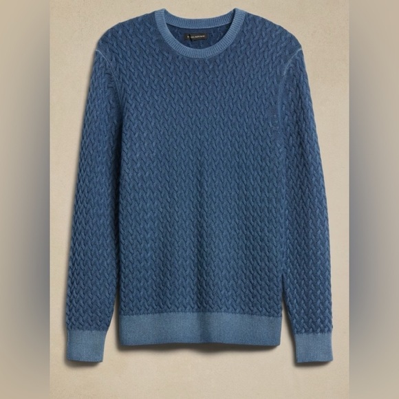 NWT! Banana Republic Clear Blue Sea Wool-Cashmere Cable Sweater - Size XL🩵 - Picture 2 of 6